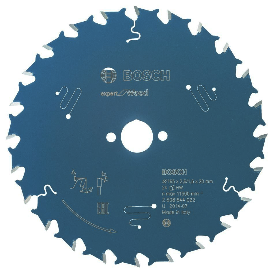 Bosch Blauw Accessoires 2608644022 Carbide Cirkelzaagblad Expert for Wood 165 x 20 x 24T