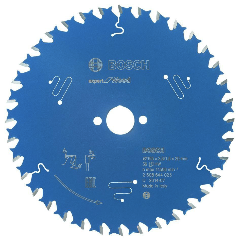 Bosch Blauw Accessoires 2608644023 Carbide Cirkelzaagblad Expert for Wood 165 x 20 x 36T