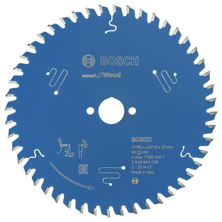 Bosch Blauw Accessoires 2608644024 Carbide Cirkelzaagblad Expert for Wood 165 x 20 x 48T