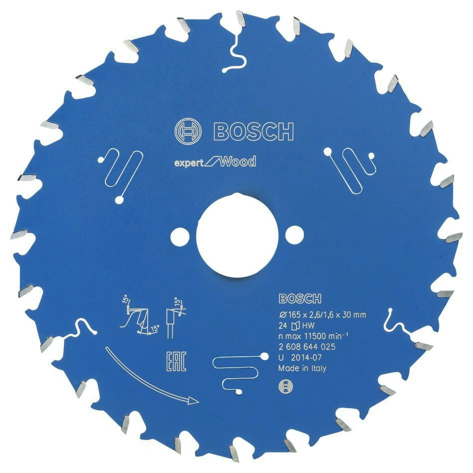 Bosch Blauw Accessoires 2608644025 Carbide Cirkelzaagblad Expert for Wood 165 x 30 x 24T