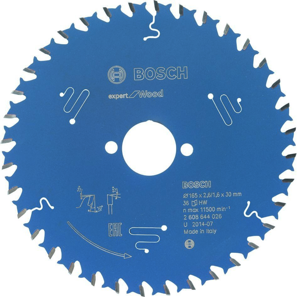 Bosch Blauw Accessoires 2608644026 Carbide Cirkelzaagblad Expert for Wood 165 x 30 x 36T