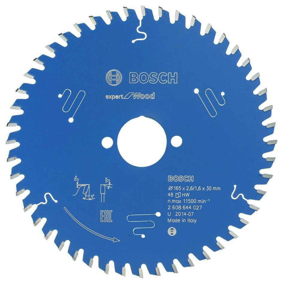 Bosch Blauw Accessoires 2608644027 Carbide Cirkelzaagblad Expert for Wood 165 x 30 x 48T