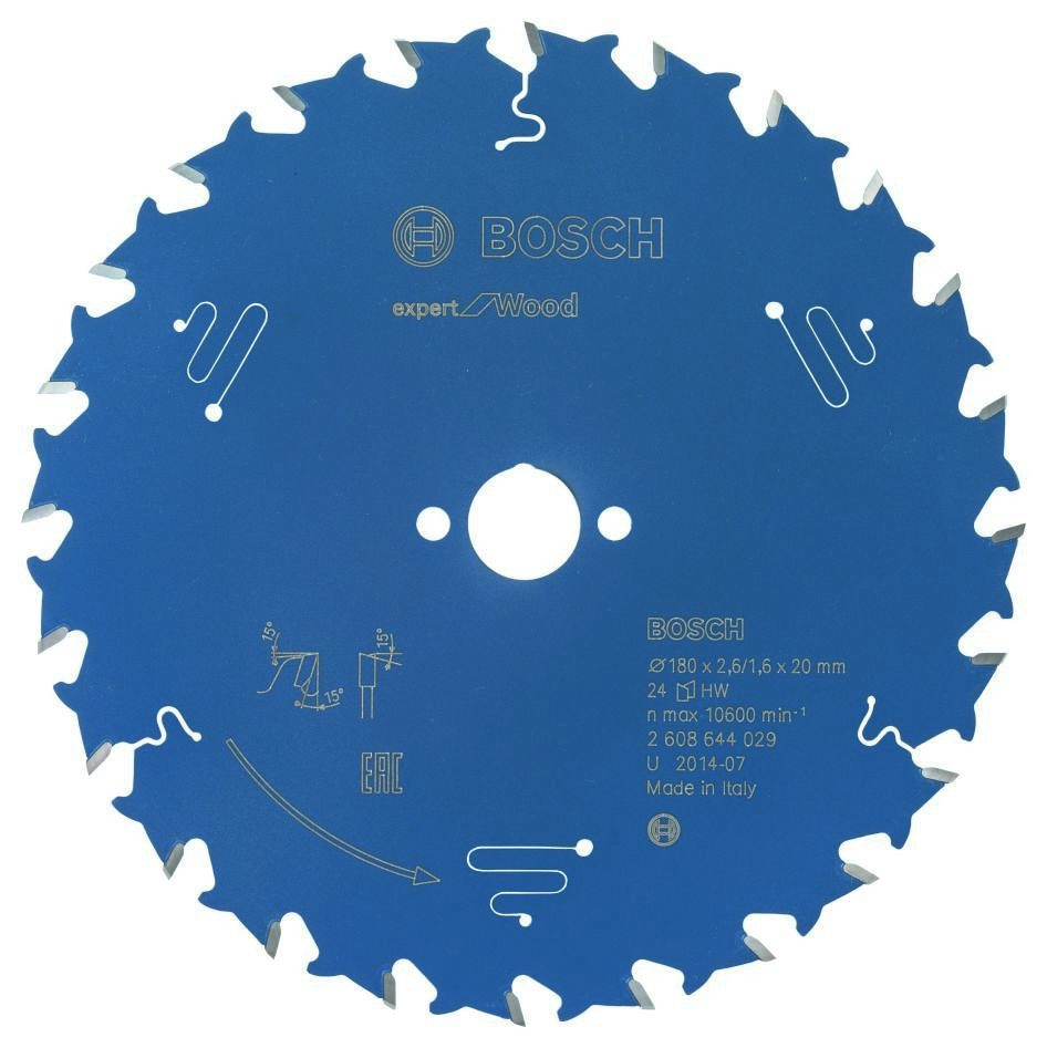 Bosch Blauw Accessoires 2608644029 Carbide Cirkelzaagblad Expert for Wood 180 x 20 x 24T