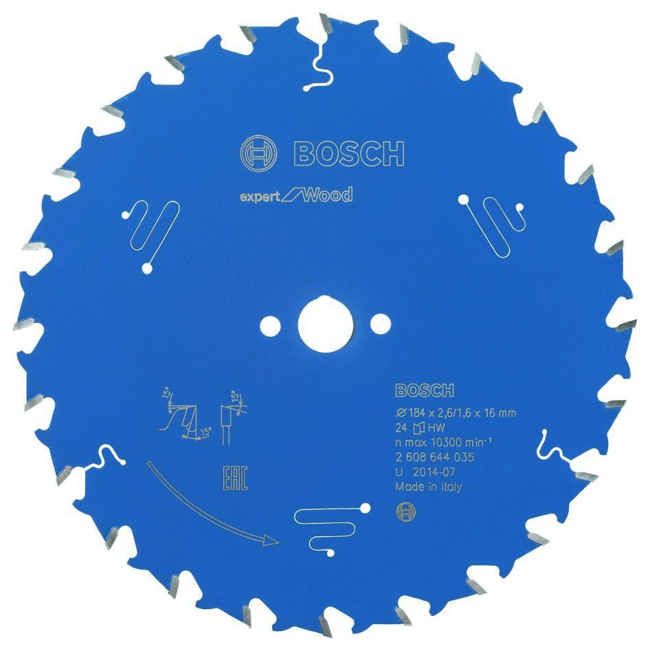 Bosch Blauw Accessoires 2608644035 Carbide Cirkelzaagblad Expert for Wood 184 x 16 x 24T