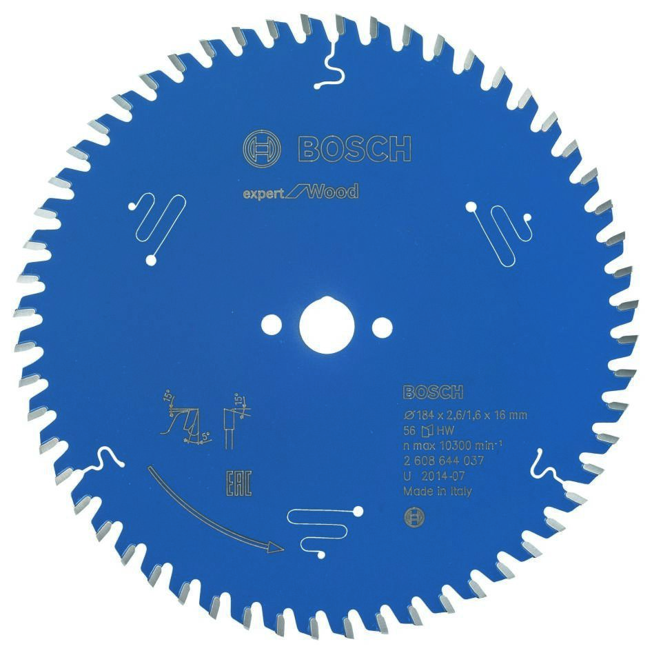Bosch Blauw Accessoires 2608644037 Carbide Cirkelzaagblad Expert for Wood 184 x 16 x 56T