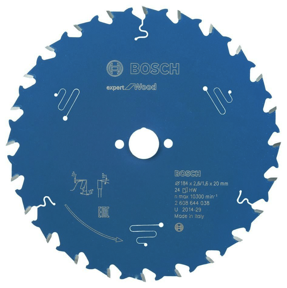 Bosch Blauw Accessoires 2608644038 Carbide Cirkelzaagblad Expert for Wood 184 x 20 x 24T