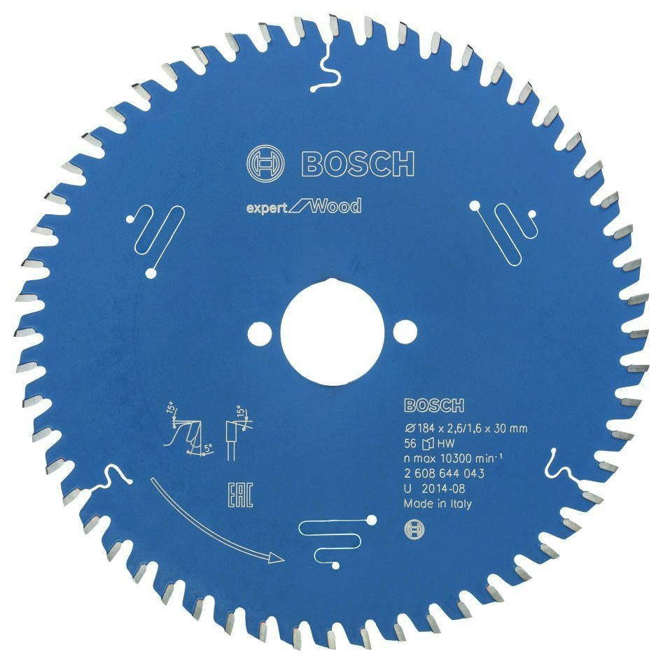 Bosch Blauw Accessoires 2608644043 Carbide Cirkelzaagblad Expert for Wood 184 x 30 x 56T