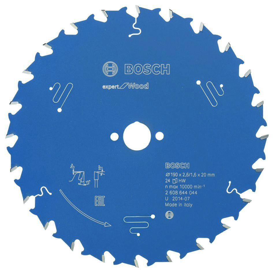 Bosch Blauw Accessoires 2608644044 Carbide Cirkelzaagblad Expert for Wood 190 x 20 x 24T
