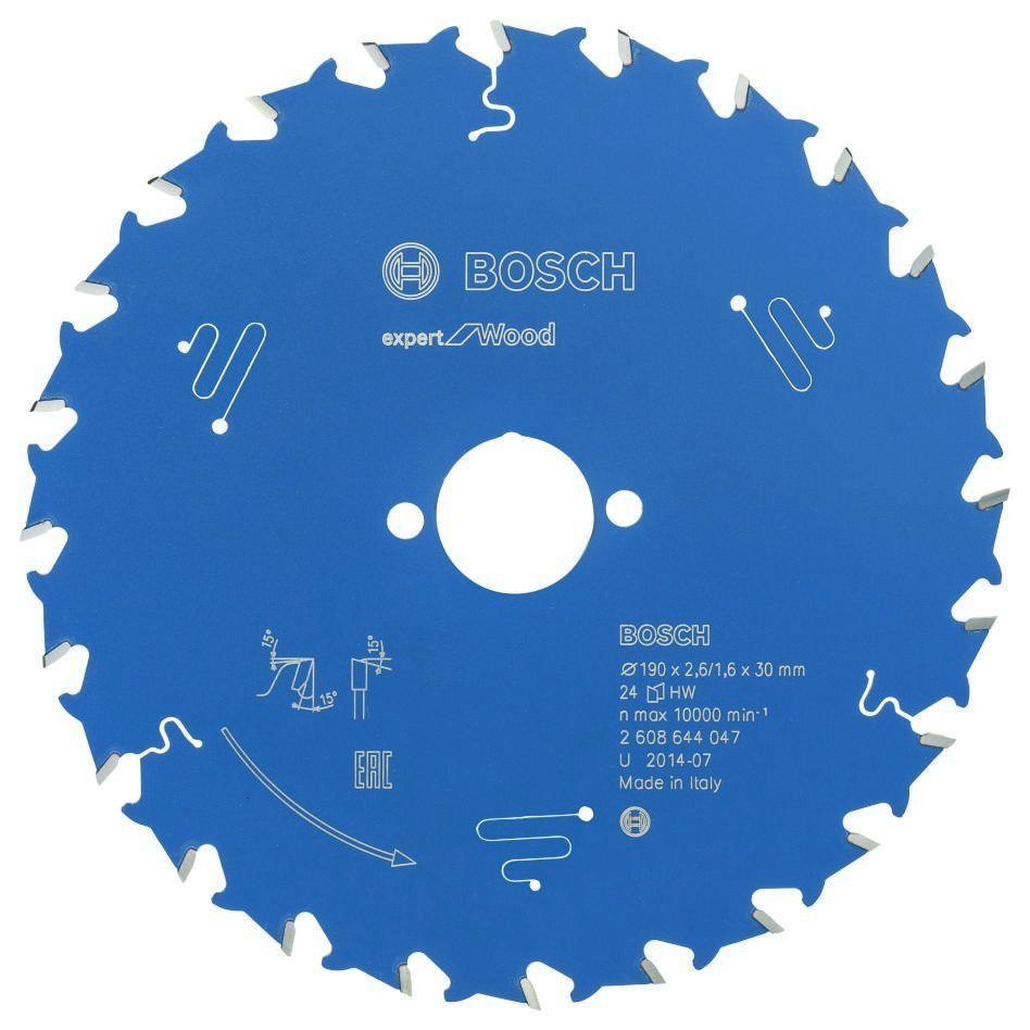 Bosch Blauw Accessoires 2608644047 Carbide Cirkelzaagblad Expert for Wood 190 x 30 x 24T