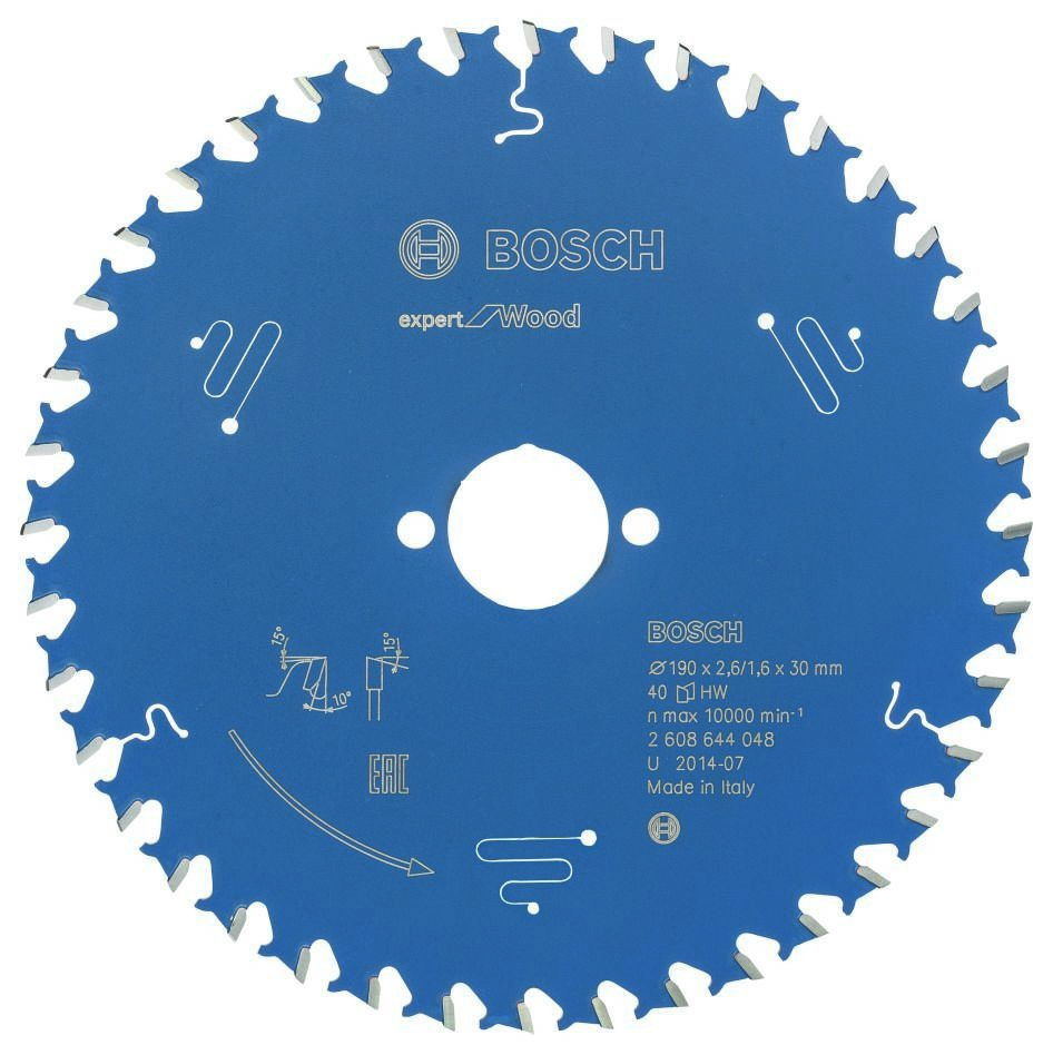 Bosch Blauw Accessoires 2608644048 Carbide Cirkelzaagblad Expert for Wood 190 x 30 x 40T