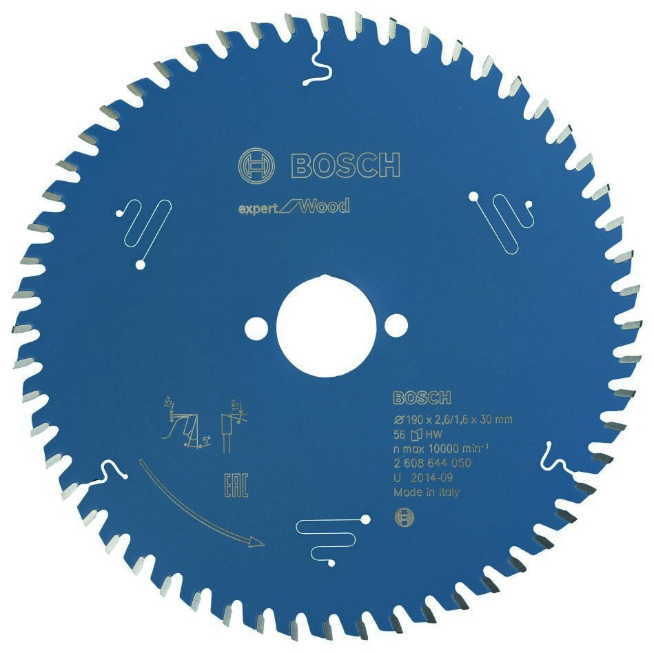 Bosch Blauw Accessoires 2608644050 Carbide Cirkelzaagblad Expert for Wood 190 x 30 x 56T
