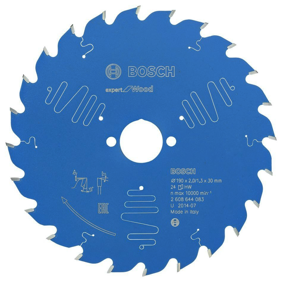 Bosch Blauw Accessoires 2608644083 Carbide Cirkelzaagblad Expert for Wood 190 x 30 x 24T