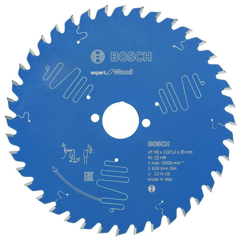 Bosch Blauw Accessoires 2608644084 Carbide Cirkelzaagblad Expert for Wood 190 x 30 x 40T