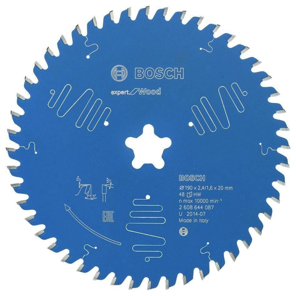 Bosch Blauw Accessoires 2608644087 Carbide Cirkelzaagblad Expert for Wood 190 x 48T