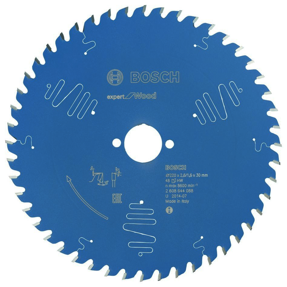 Bosch Blauw Accessoires 2608644088 Carbide Cirkelzaagblad Expert for Wood 220 x 30 x 48T