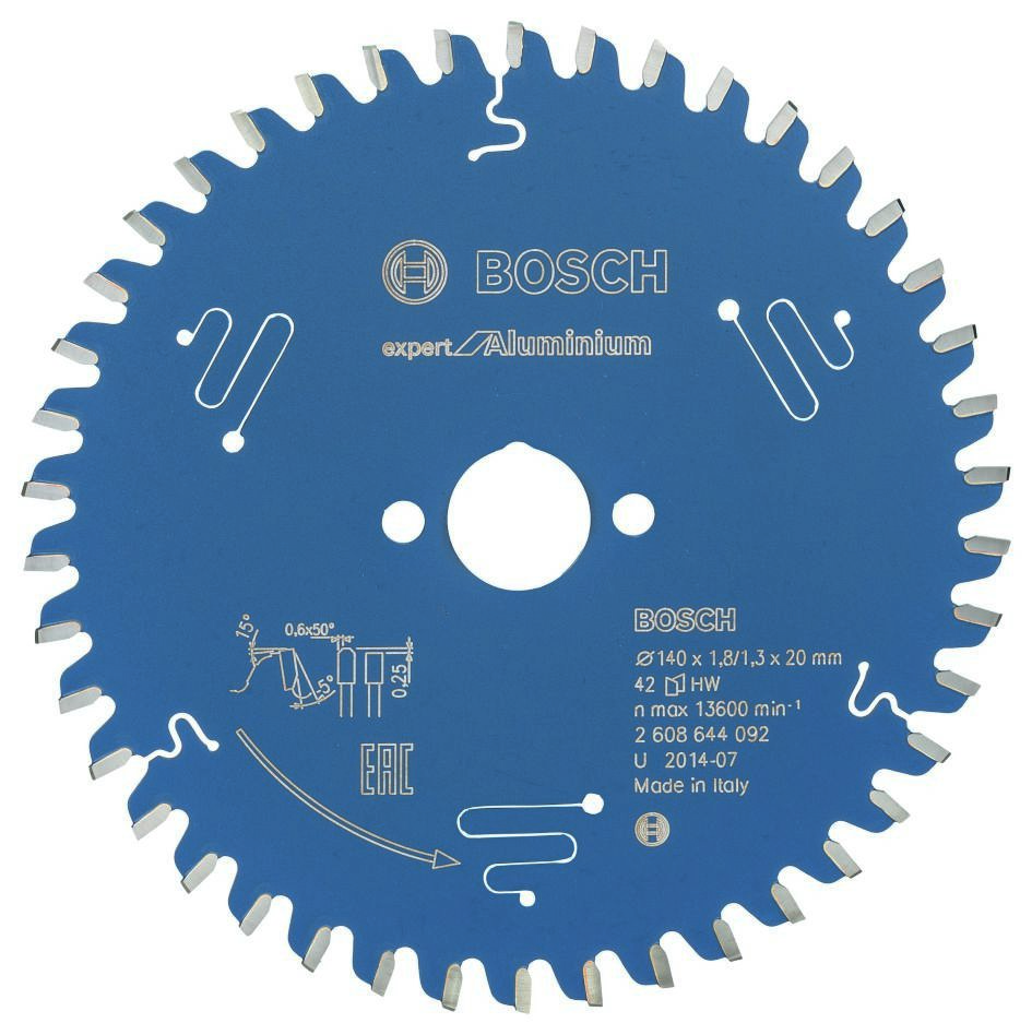Bosch Blauw Accessoires 2608644092 Carbide Cirkelzaagblad Expert for Aluminium 140 x 20 x 42T
