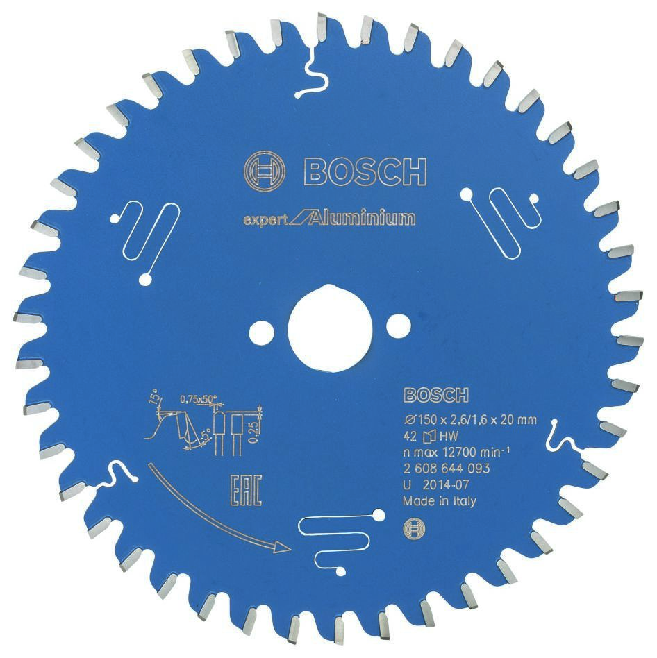 Bosch Blauw Accessoires 2608644093 Carbide Cirkelzaagblad Expert for Aluminium 150 x 20 x 42T