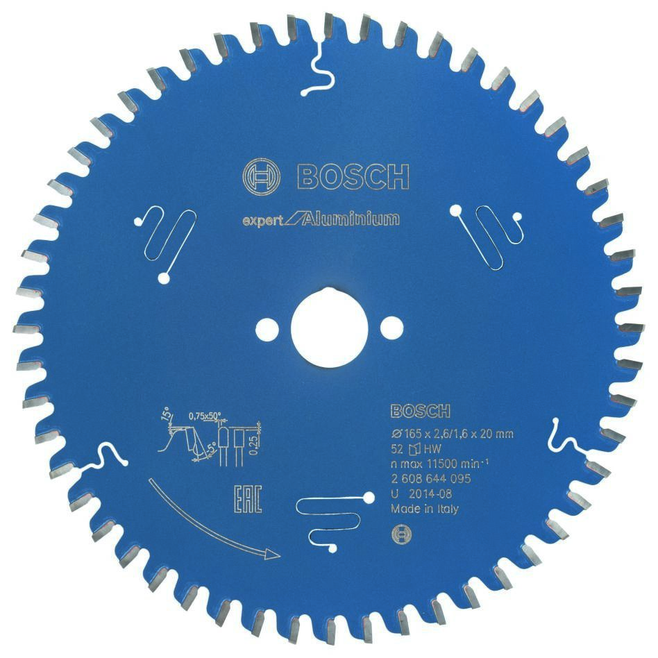 Bosch Blauw Accessoires 2608644095 Carbide Cirkelzaagblad Expert for Aluminium 165 x 20 x 52T