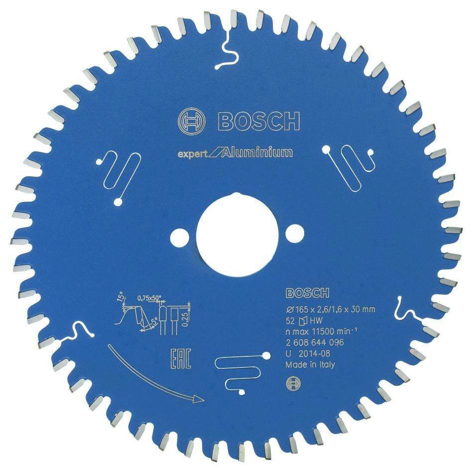 Bosch Blauw Accessoires 2608644096 Carbide Cirkelzaagblad Expert for Aluminium 165 x 30 x 52T
