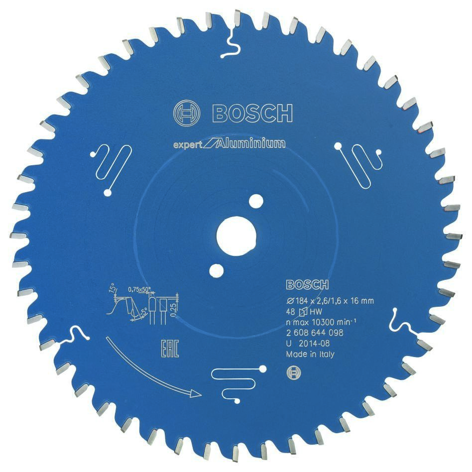 Bosch Blauw Accessoires 2608644098 Carbide Cirkelzaagblad Expert for Aluminium 184 x 16 x 48T