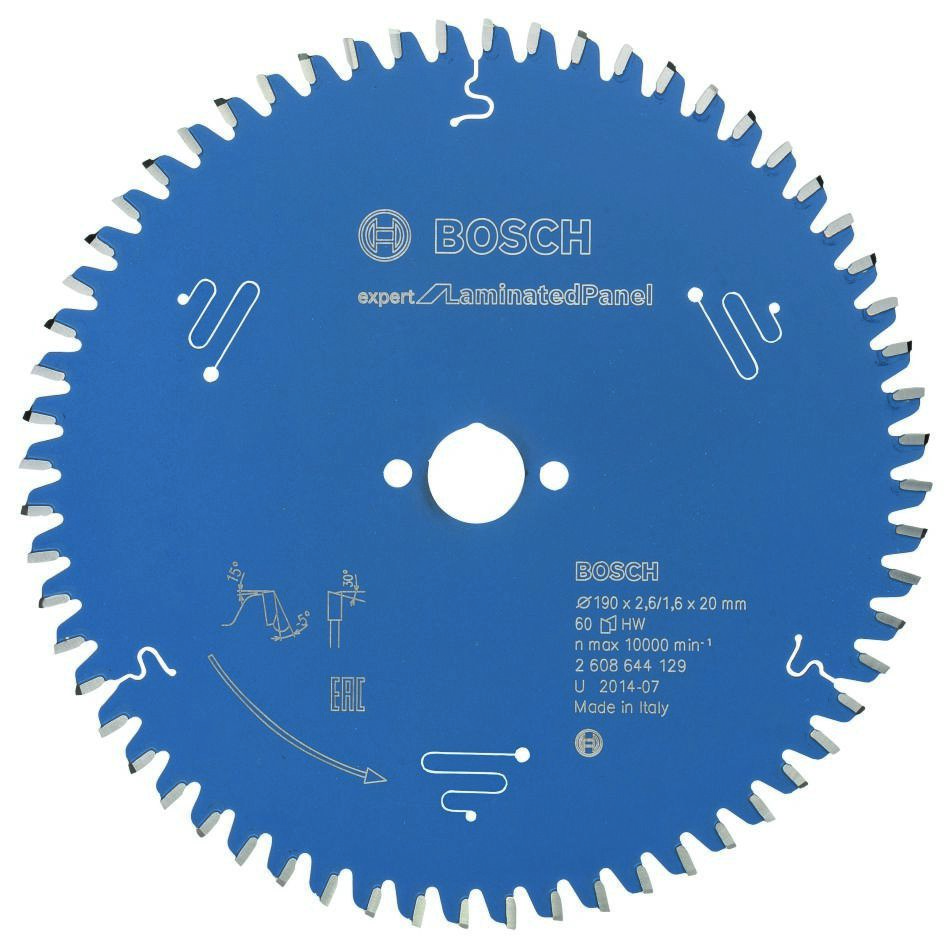 Bosch Blauw Accessoires 2608644129 Carbide Cirkelzaagblad Expert for Laminated Panel 190 x 20 x 60T