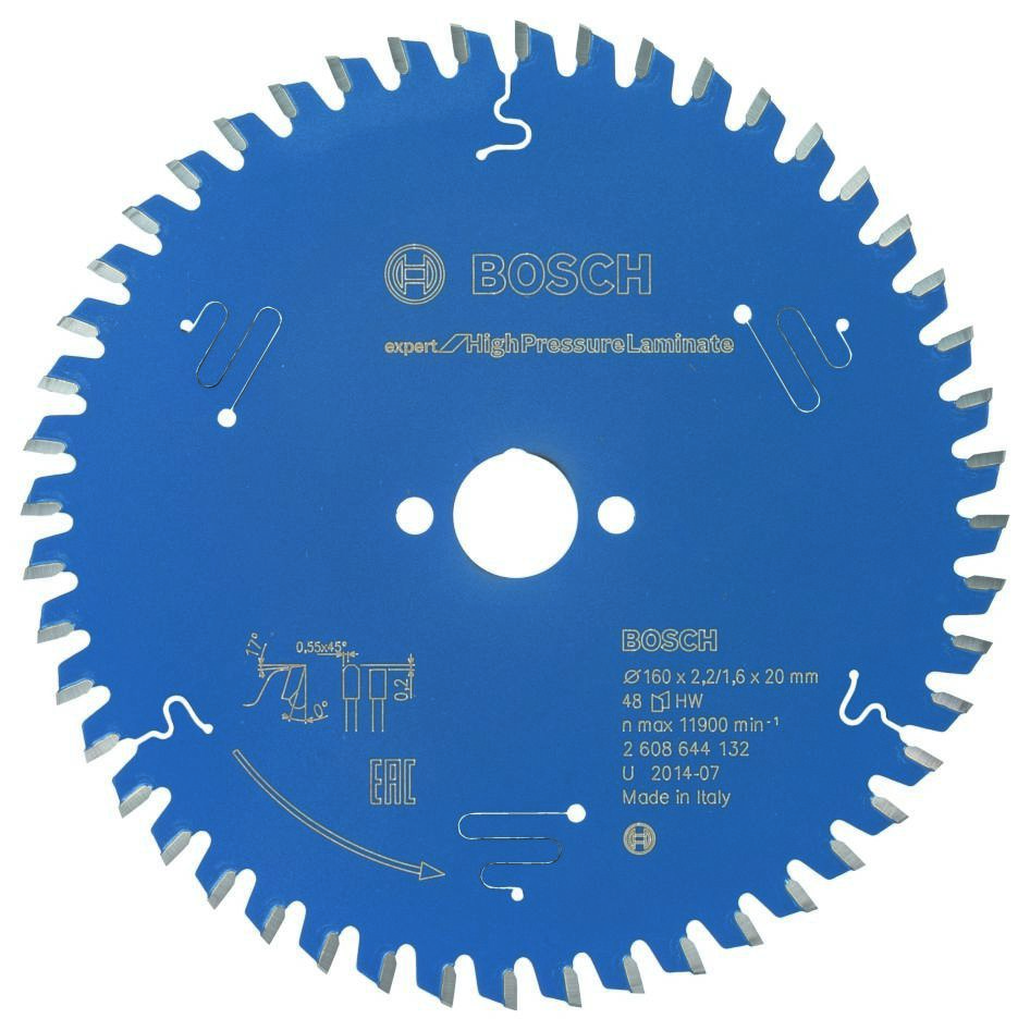 Bosch Blauw Accessoires 2608644132 Carbide Cirkelzaagblad Expert for High Pressure Laminate 160 x 20 x 48T 2608644132