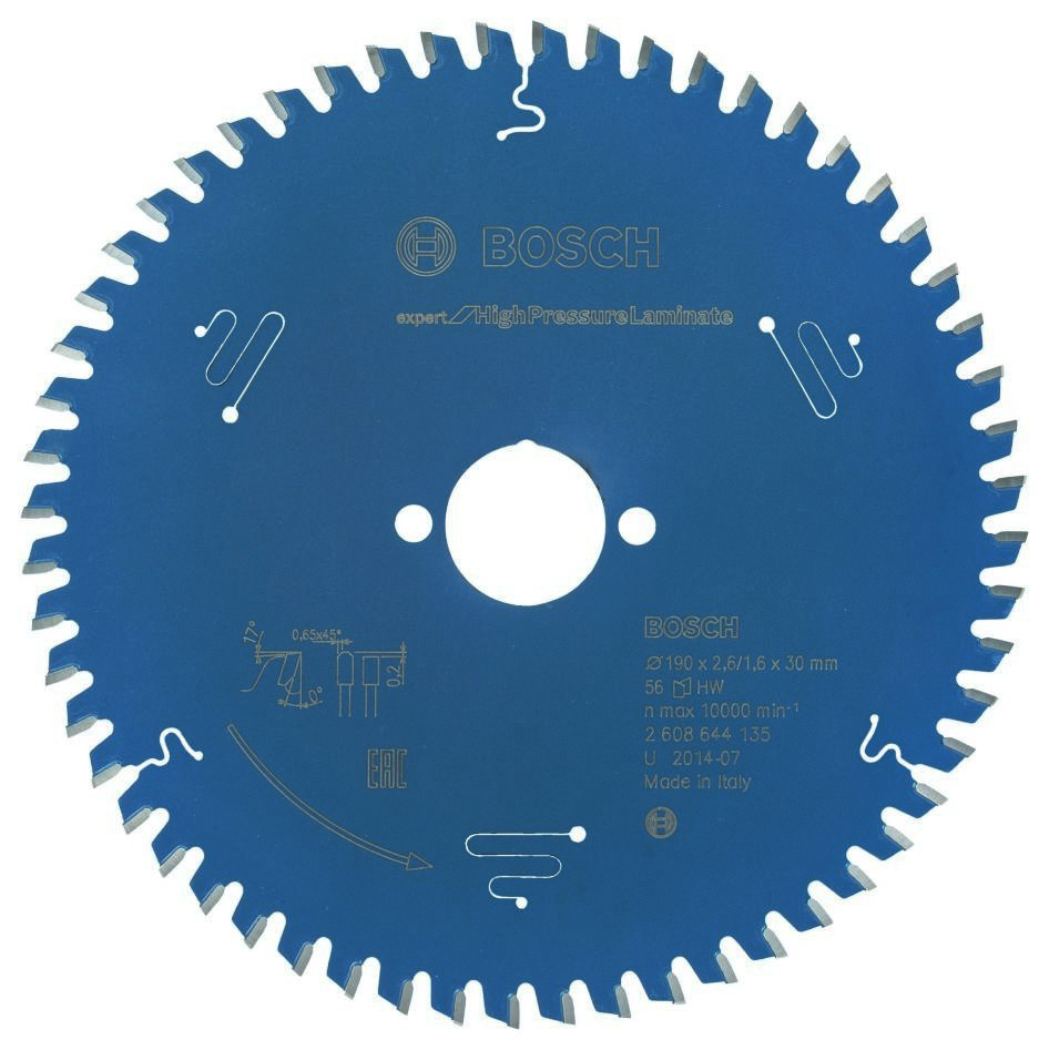 Bosch Blauw Accessoires 2608644135 Carbide Cirkelzaagblad Expert for High Pressure Laminate 190 x 30 x 56 2608644135