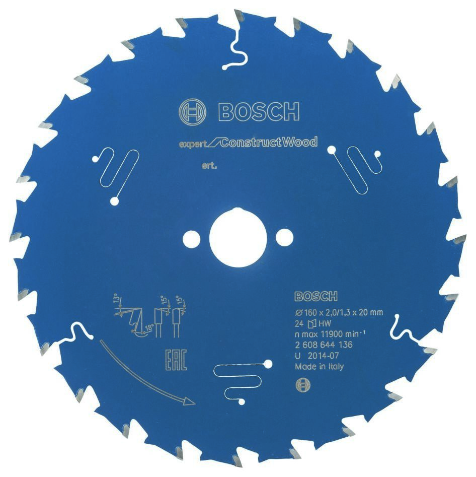 Bosch Blauw Accessoires 2608644136 Carbide Cirkelzaagblad Expert for Construct Wood 160 x 20 x 24T