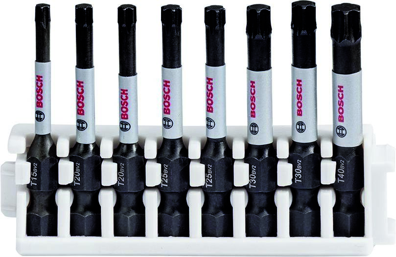 Bosch Blauw Accessoires 2608522329 Impact Control schroefbitset, 8-delig, 1xT15, 2xT20, 2xT25, 2xT30, 1xT40