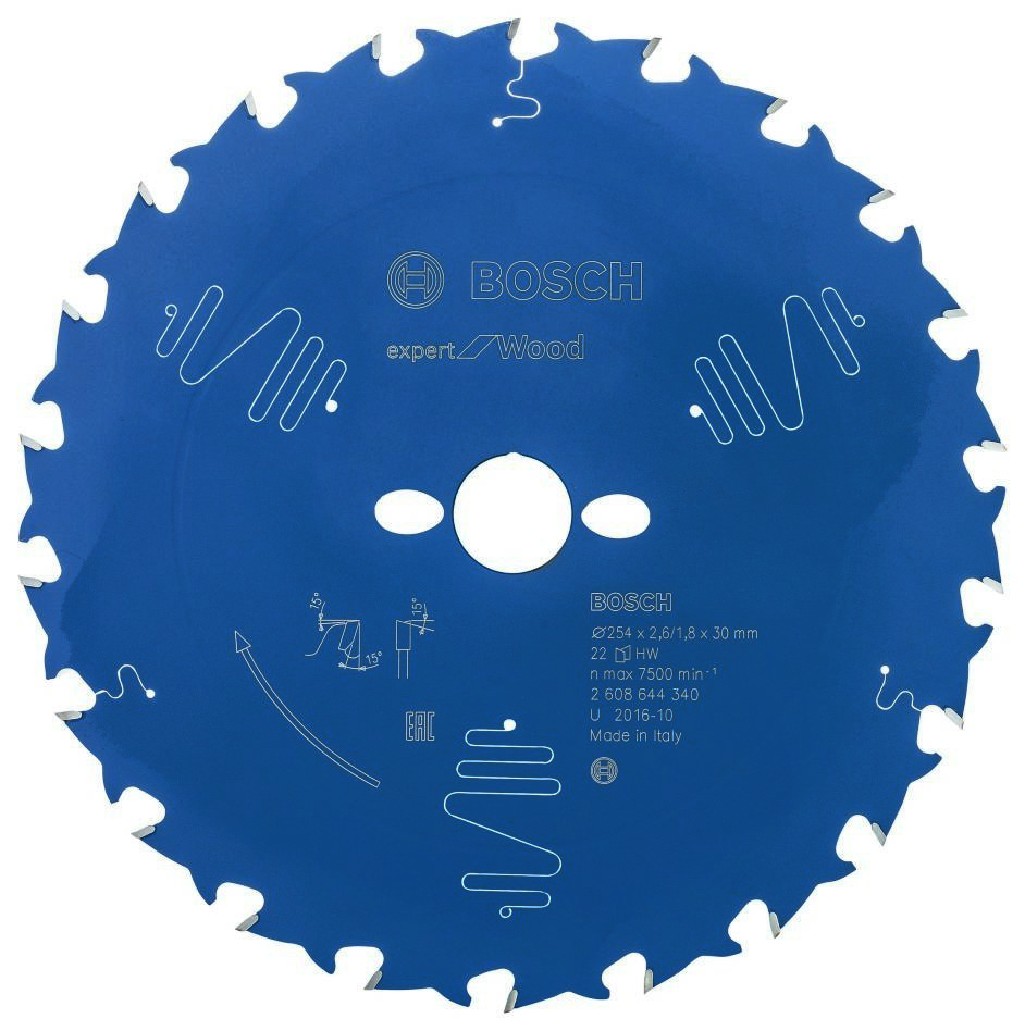 Bosch Blauw Accessoires 2608644340 Carbide Cirkelzaagblad Expert for Wood 254 x 30 x 22T