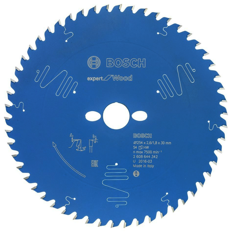 Bosch Blauw Accessoires 2608644342 Carbide Cirkelzaagblad Expert for Wood 254 x 30 x 54T