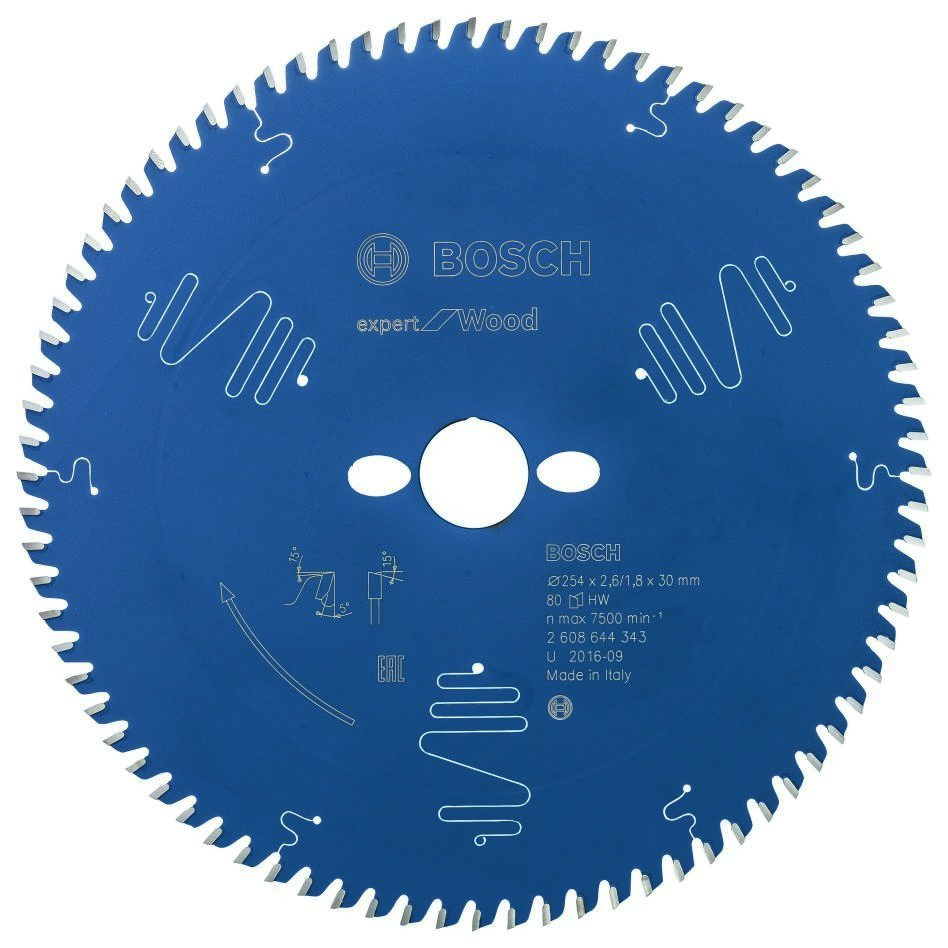 Bosch Blauw Accessoires 2608644343 Carbide Cirkelzaagblad Expert for Wood 254 x 30 x 80T