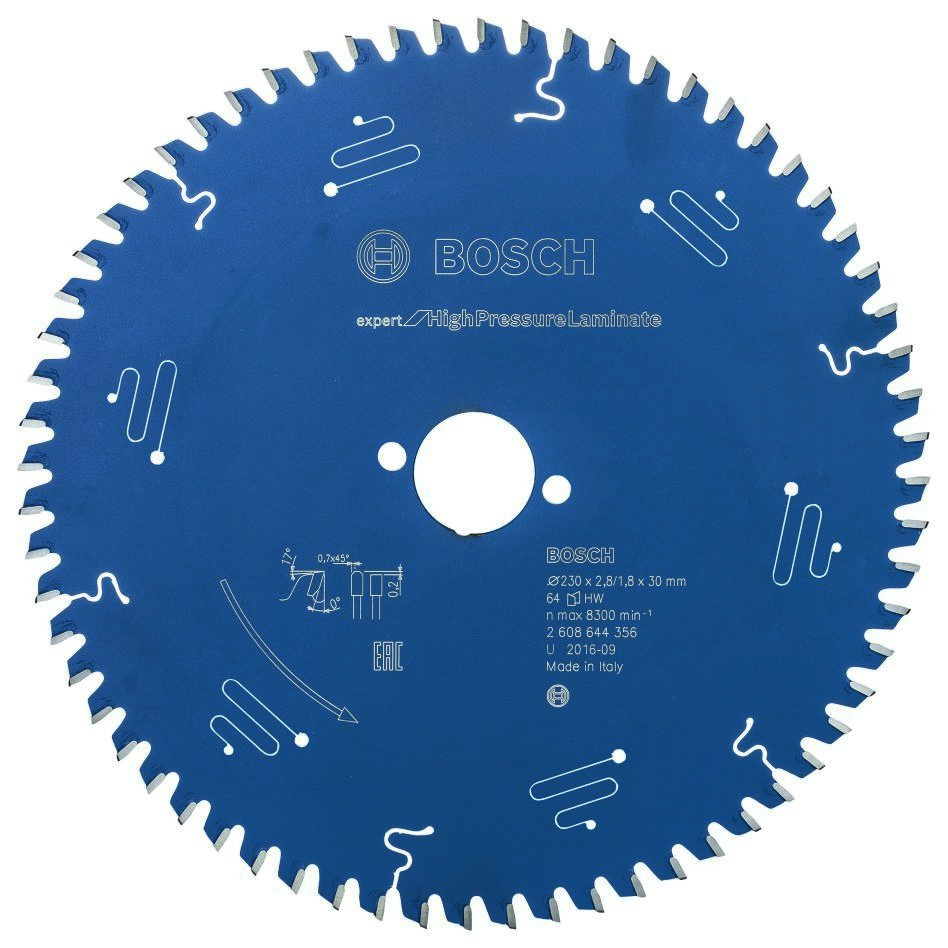 Bosch Blauw Accessoires 2608644356 Carbide Cirkelzaagblad Expert for High Pressure Laminate 230 x 30 x 64T 2608644356