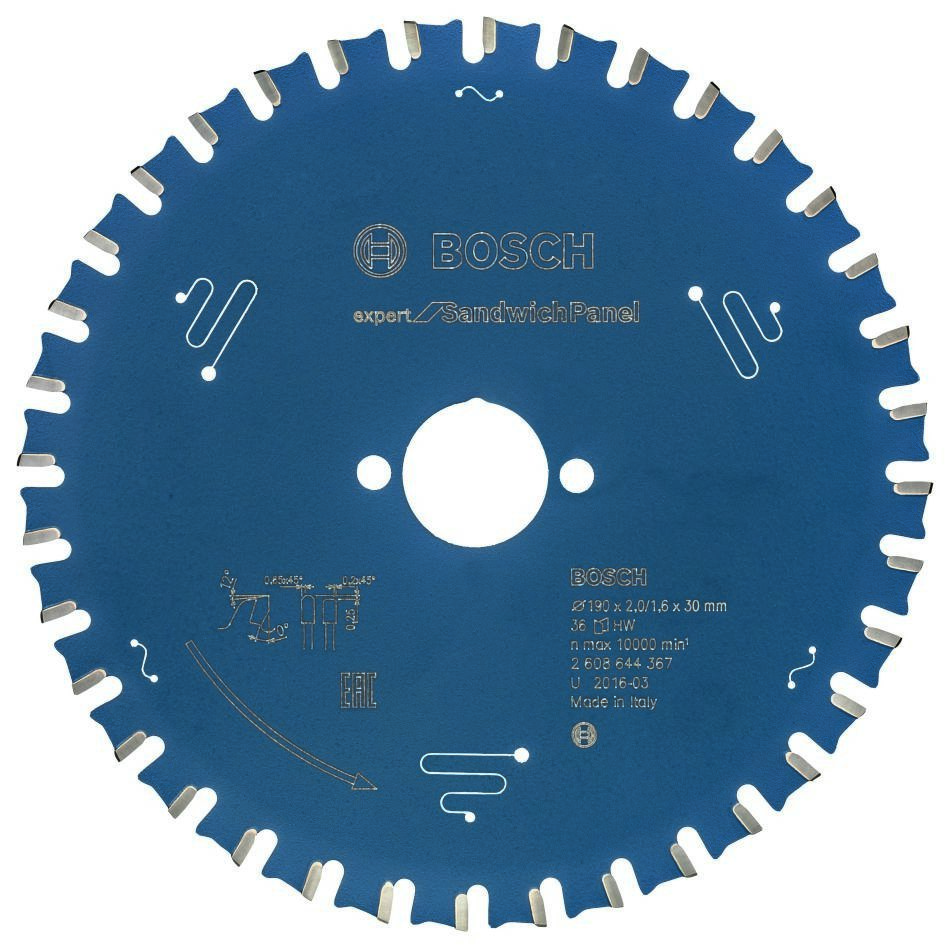 Bosch Blauw Accessoires 2608644367 Carbide Cirkelzaagblad Expert for Sandwich Panel 190 x 30 x 36