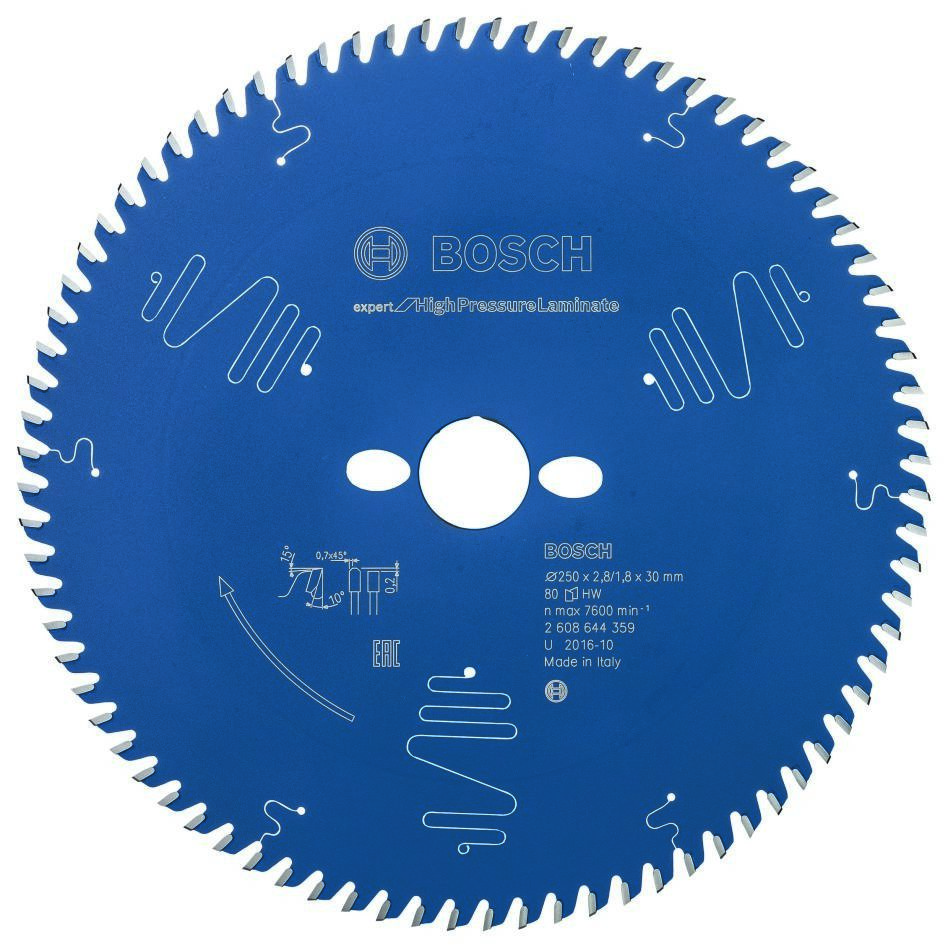 Bosch Blauw Accessoires 2608644359 Carbide Cirkelzaagblad Expert for High Pressure Laminate 250 x 30 x 80T 2608644359