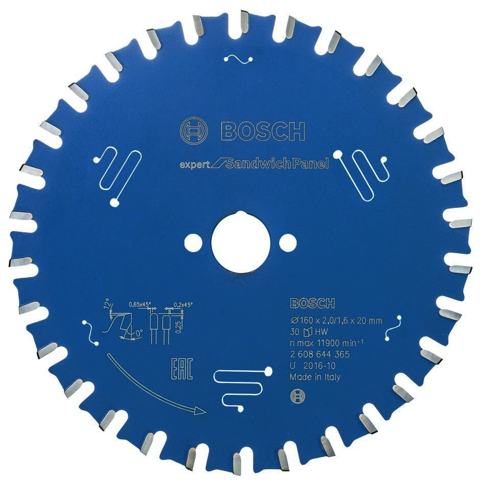 Bosch Blauw Accessoires 2608644365 Carbide Cirkelzaagblad Expert for Sandwich Panel 160 x 20 x 30