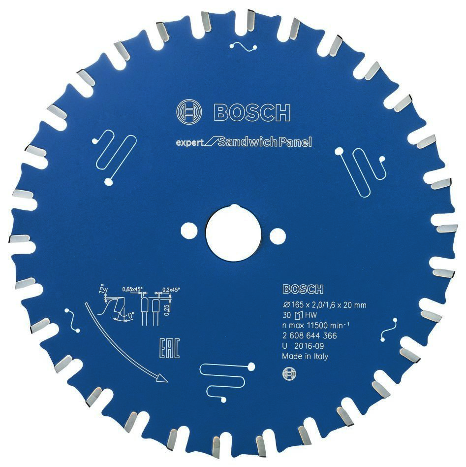 Bosch Blauw Accessoires 2608644366 Carbide Cirkelzaagblad Expert for Sandwich Panel 165 x 20 x 30