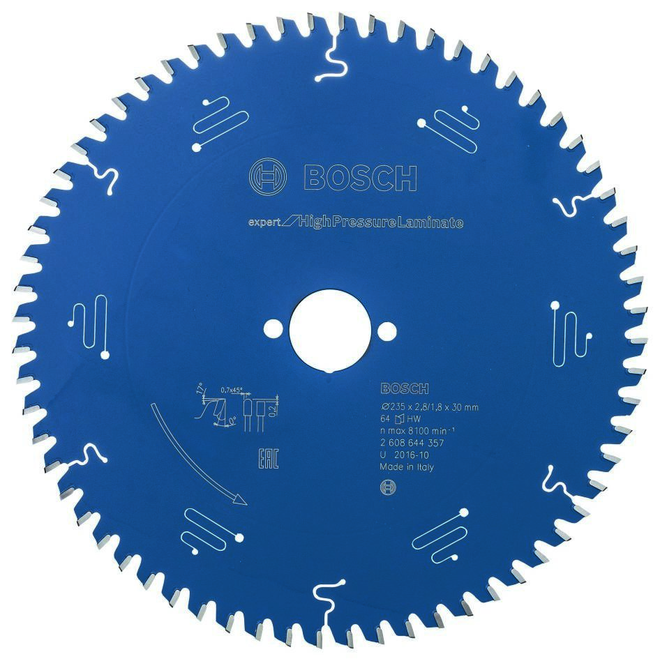 Bosch Blauw Accessoires 2608644357 Carbide Cirkelzaagblad Expert for High Pressure Laminate 235 x 30 x 64T 2608644357