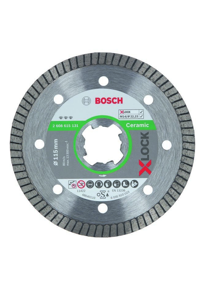 Bosch Blauw Accessoires 2608615131 X-LOCK Diamantdoorslijpschijf Best for Ceramic Clean Turbo 115 x 22,23 x 1,4 x 7 mm 2608615131
