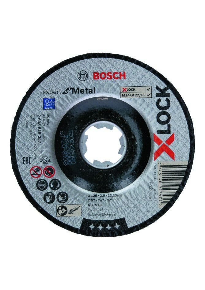 Bosch Blauw Accessoires 2608619257 X-LOCK Doorslijpschijf Expert for Metal 125 mm x 2,5 mm verzonken asgat A 30 S BF