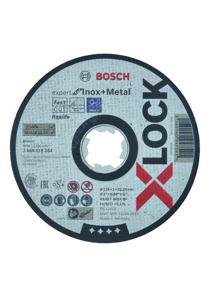 Bosch Blauw Accessoires 2608619264 X-LOCK Doorslijpschijf Expert for Inox + Metal 125 mm AS 60 T INOX BF