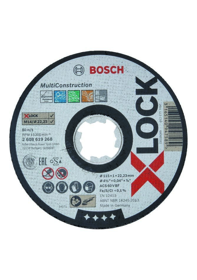 Bosch Blauw Accessoires 2608619268 X-LOCK Doorslijpschijf Multi Material 115 mm ACS 60 V BF