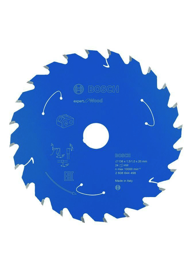 Bosch Blauw Accessoires 2608644498 Carbide Cirkelzaagblad Wood Expert voor accuzagen 136 x 20 x T24