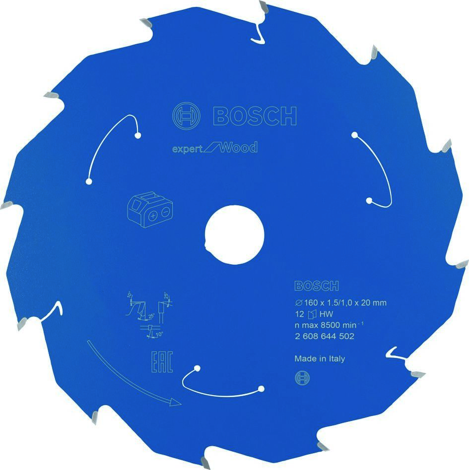 Bosch Blauw Accessoires 2608644502 Carbide Cirkelzaagblad Wood Expert voor accuzagen 160 x 20 x T12