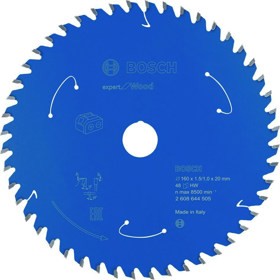 Bosch Blauw Accessoires 2608644505 Carbide Cirkelzaagblad Wood Expert voor accuzagen 160 x 20 x T48