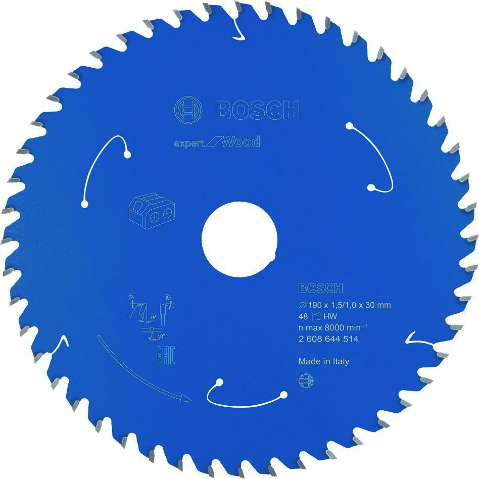 Bosch Blauw Accessoires 2608644514 Carbide Cirkelzaagblad Wood Expert voor accuzagen 190 x 30 x T48