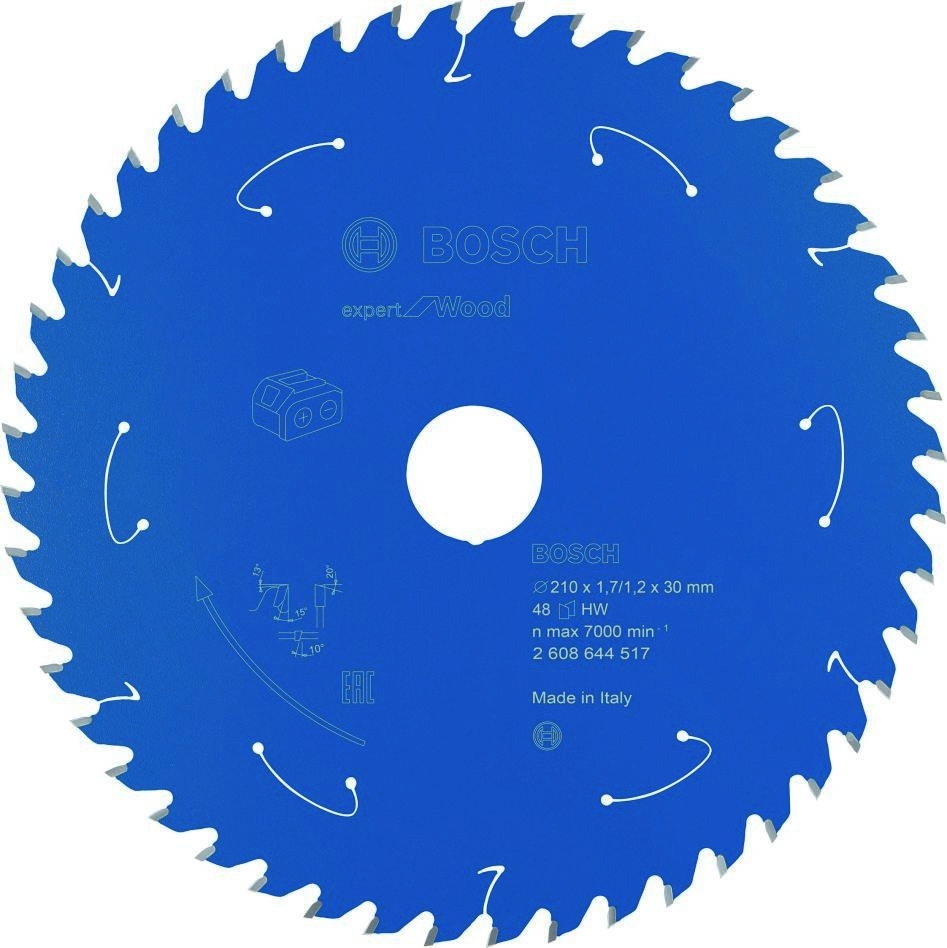 Bosch Blauw Accessoires 2608644517 Carbide Cirkelzaagblad Wood Expert voor accuzagen 210 x 30 x T48
