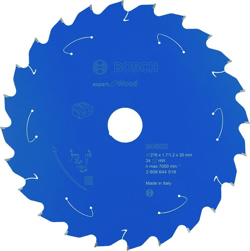 Bosch Blauw Accessoires 2608644518 Carbide Cirkelzaagblad Wood Expert voor accuzagen 216 x 30 x T24