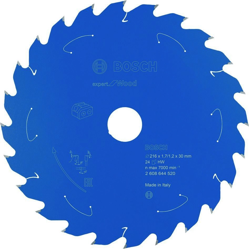 Bosch Blauw Accessoires 2608644520 Carbide Cirkelzaagblad Wood Expert voor accuzagen 216 x 30 x T24