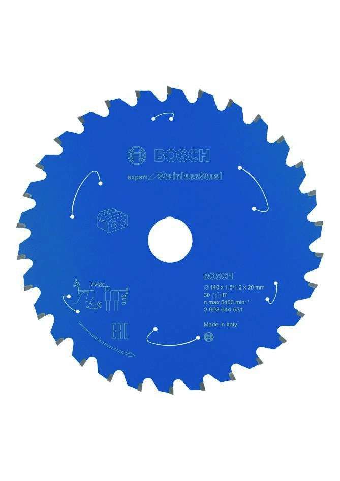 Bosch Blauw Accessoires 2608644531 Carbide Cirkelzaagblad Stainless Steel Expert voor accuzagen 140 x 20 x T30 2608644531